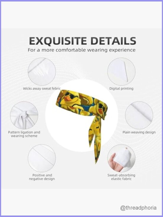 Moisture Wicking Sports Sweatband Headband Adjustable Tie Back main image 7